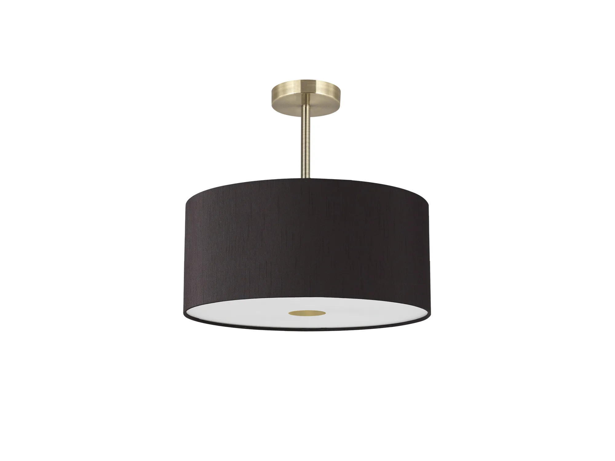 Baymont 40cm Semi Flush 3 Light Antique Brass, Black, Frosted Diffuser DK0379  Deco Baymont AB BL